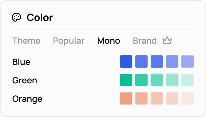 Color scheme selector popout menu