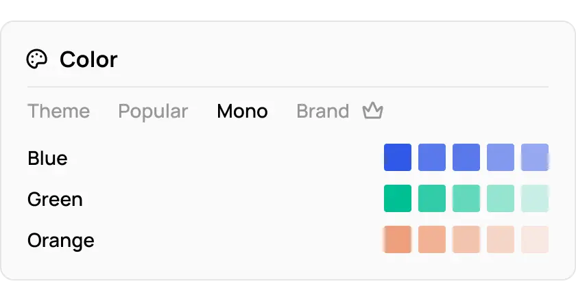 Color scheme selector popout menu
