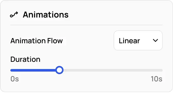 Animation settings menu popout menu