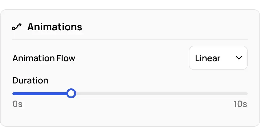 Animation settings menu popout menu