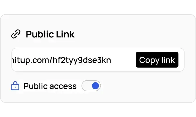 Public link UI with a copy button