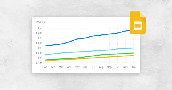 Screenshot of a line chart being created with a Google Slides logo in the corner
