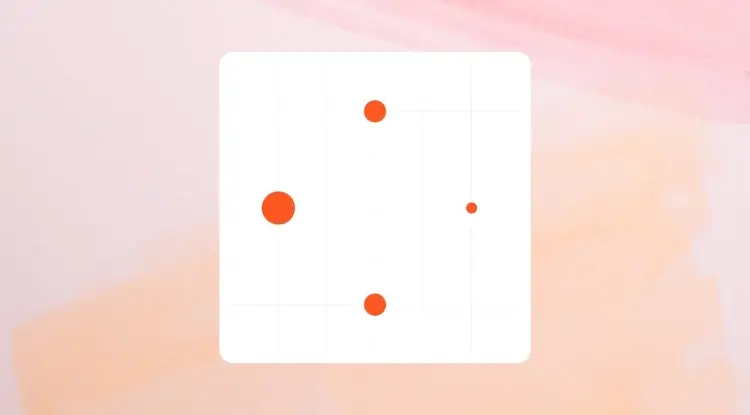 Bubble chart showing a small number of data points over a dyed orange background