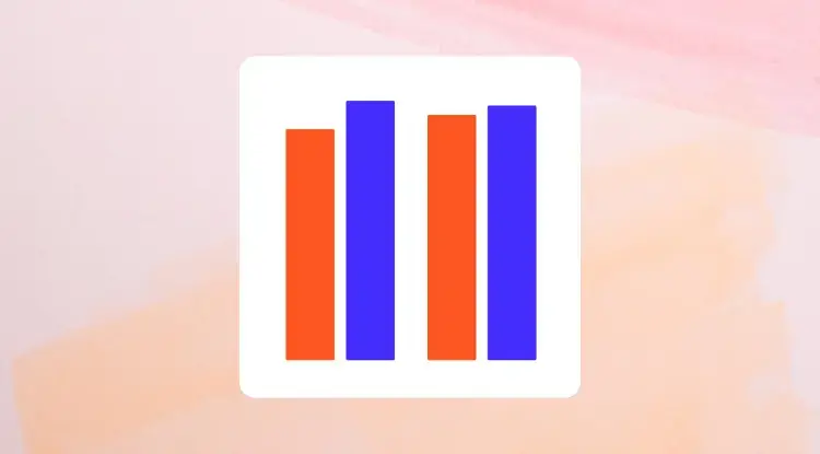 Double bar chart showing two sets of data side by side, over a dyed orange background