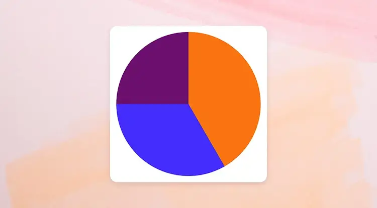 Pie chart showing the percentage of different categories on a dyed orange background