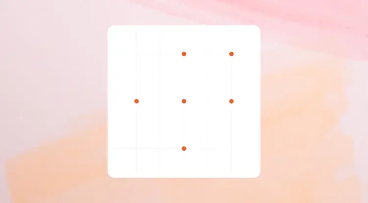 Scatter plot showing a small number of data points over a dyed orange background